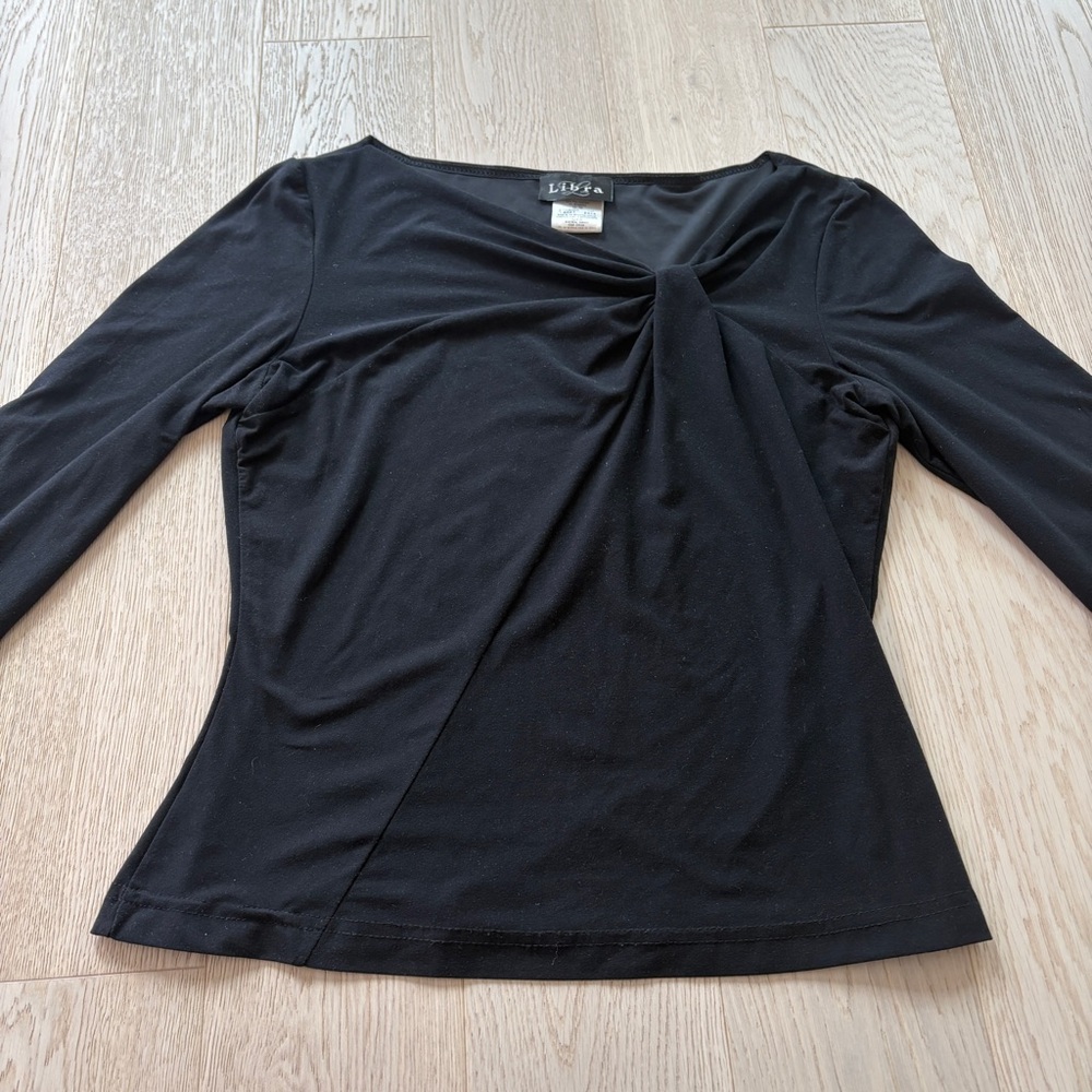 Libra Black Mid-Sleeved Women's Top - Medium